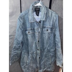 VTG‎ 90s Distressed Dedham Long Jean Jacket Women's 1X